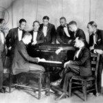 1701104 The Fletcher Henderson Band summer 1924 : Fletcher Henderson at piano, Coleman Hawkins (r), Don Redman (4th from r); (add.info.: The Fletcher Henderson Band summer 1924 : Fletcher Henderson at piano, Coleman Hawkins (r), Don Redman (4th from r)).