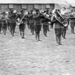 Members of the 369th Infantry Regiment band under the direction of Lt James Reese, France, circa 1918. The 369th was also known as the 'Harlem Hellfighters'. (Photo by Underwood Archives/Getty Images)
