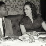 MHR2637574 Teddy Wilson and Baroness Pannonica 'Nica' de Koenigswarter, Stork Room, London, UK, 1955 (b/w photo); (add.info.: Pianist Teddy Wilson and Baroness Pannonica 'Nica' de Koenigswarter (1913--88) (born Rothschild) Nica supported and write a book about jazz musicians; Thelonius Monk wrote his composition 'Pannonica' for her.
Theodore Shaw "Teddy" Wilson (1912–86): American jazz pianist. Wilson's sophisticated and elegant style was featured on the records of many of the biggest names in jazz. He was one of the first black musicians to appear prominently with white musicians. In addition to his extensive work as a sideman, Wilson also led his own groups and recording sessions from the late 1920s to the 1980s.); Photo © Marcus Harrison. All rights reserved 2024.