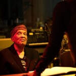 Roy Ayers in the studio working on his album. He is an American funk, soul, and jazz composer, vibraphone player, and music producer. The legend has joined up with Adrian Younge(right) and A Tribe Called Quest's Ali Shaheed Muhammad for his first album in many years.